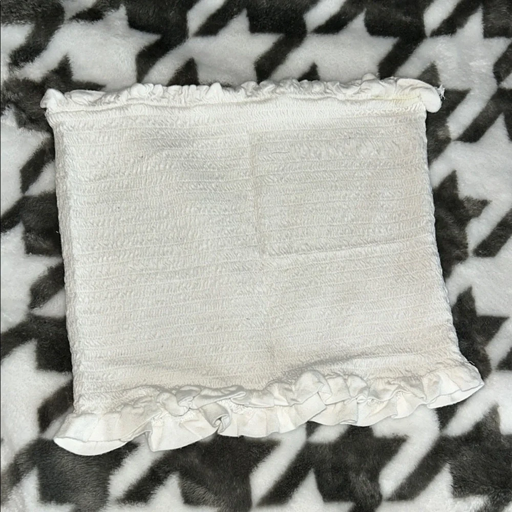 White Ruffled Tube Top - Picture 1 of 2